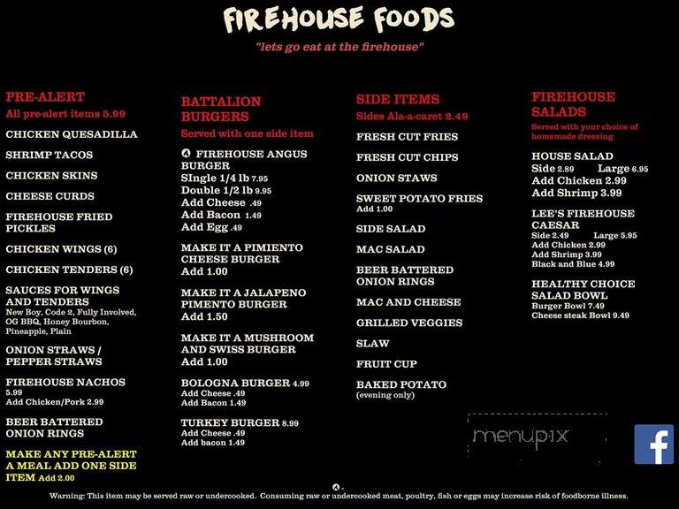 Firehouse Foods - Rolesville, NC menu_pic
