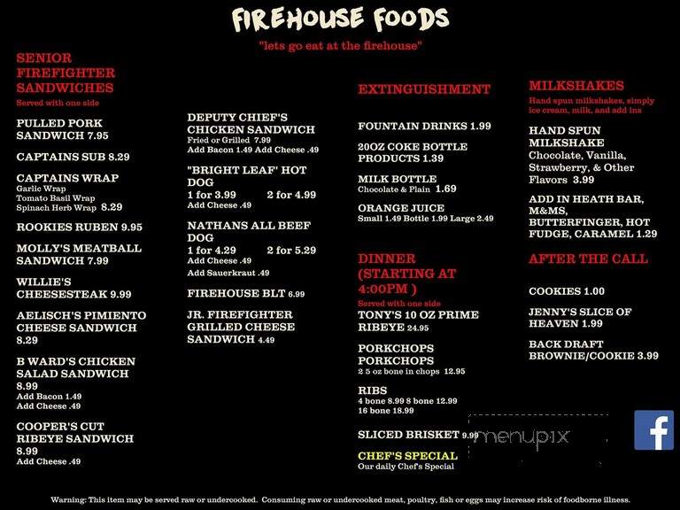 Firehouse Foods - Rolesville, NC menu_pic