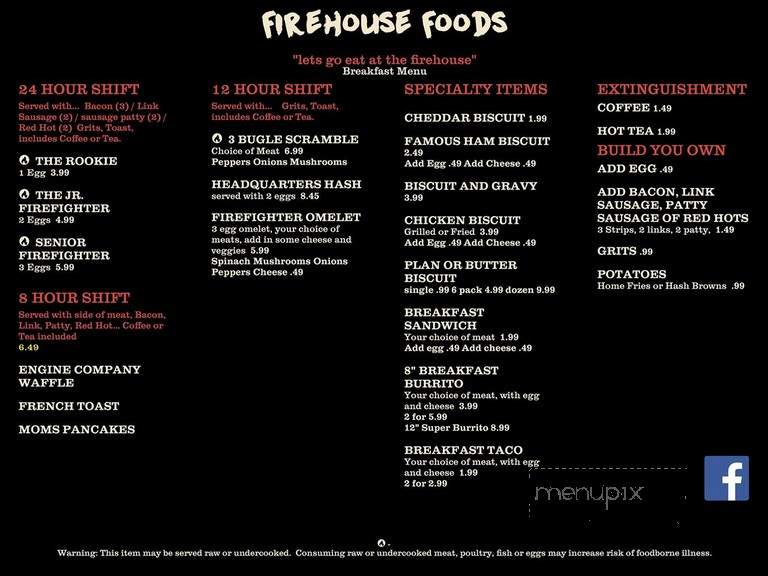 Firehouse Foods - Rolesville, NC menu_pic