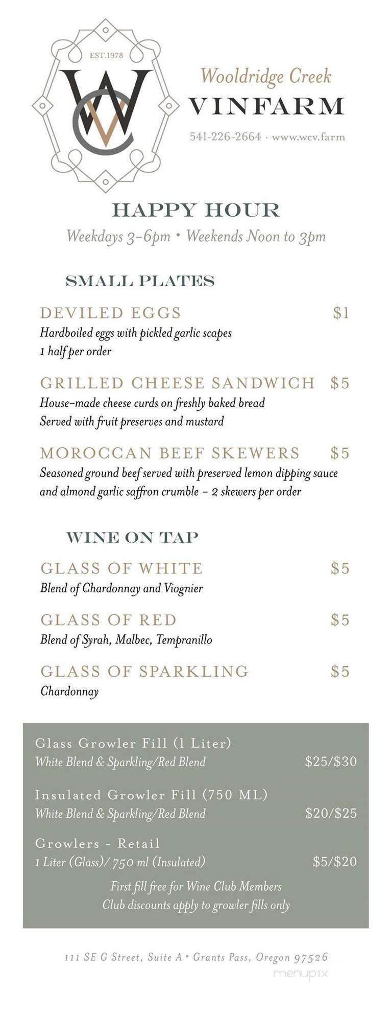 Vinfarm - Grants Pass, OR menu_pic