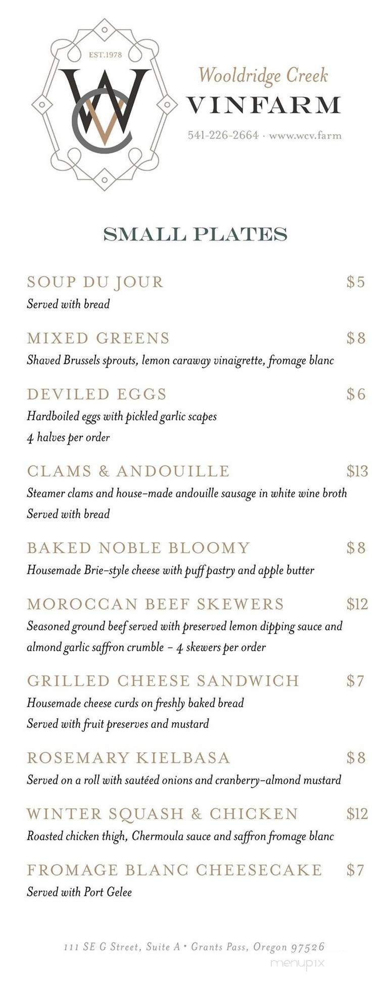 Vinfarm - Grants Pass, OR menu_pic