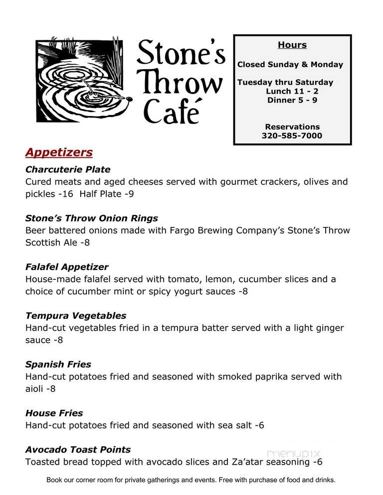 Stone's Throw Cafe - Morris, MN menu_pic