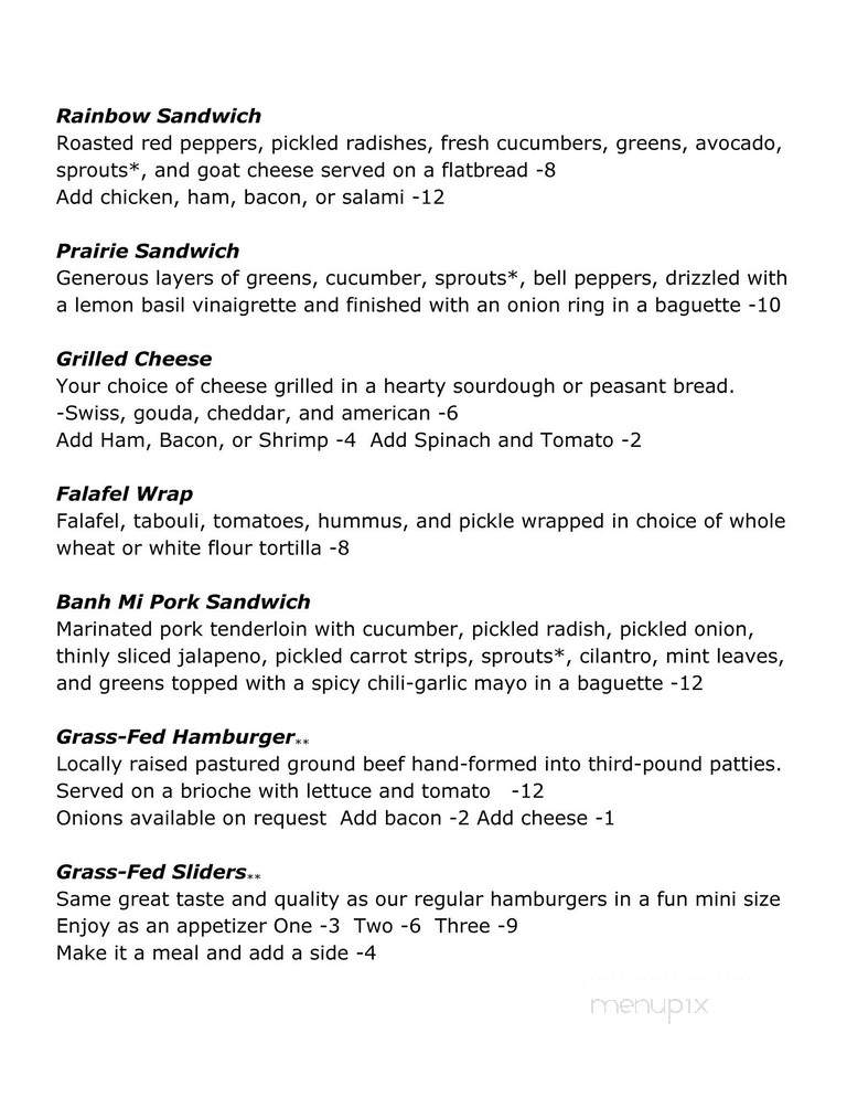 Stone's Throw Cafe - Morris, MN menu_pic