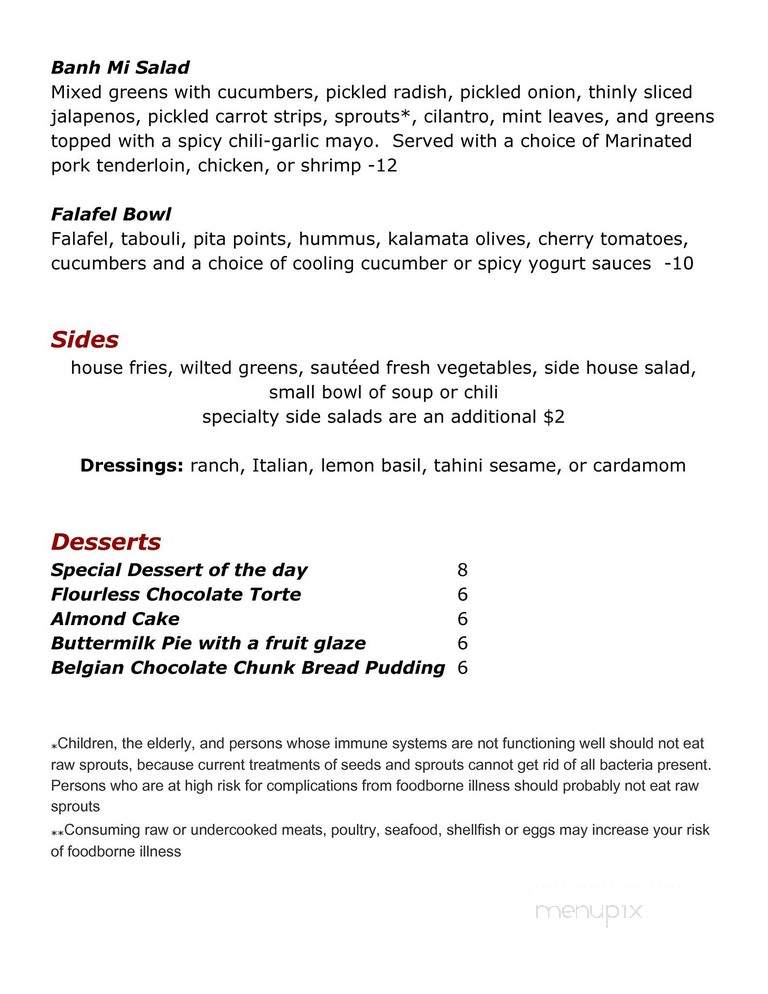 Stone's Throw Cafe - Morris, MN menu_pic