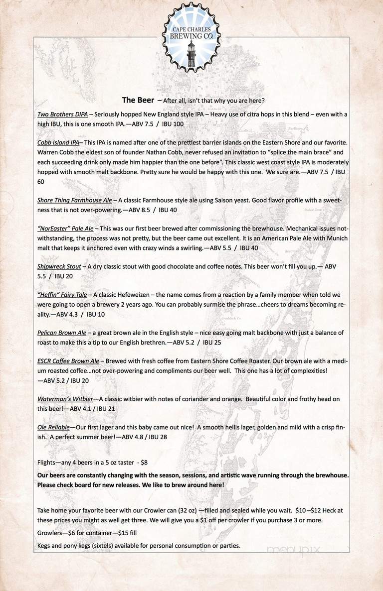 Cape Charles Brewing Company - Cape Charles, VA menu_pic