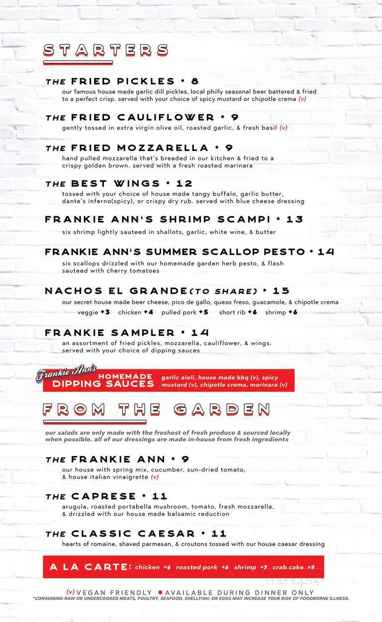 Frankie Ann's - Philadelphia, PA menu_pic