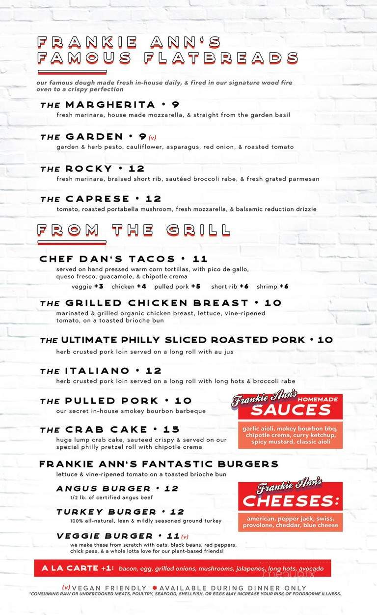 Frankie Ann's - Philadelphia, PA menu_pic
