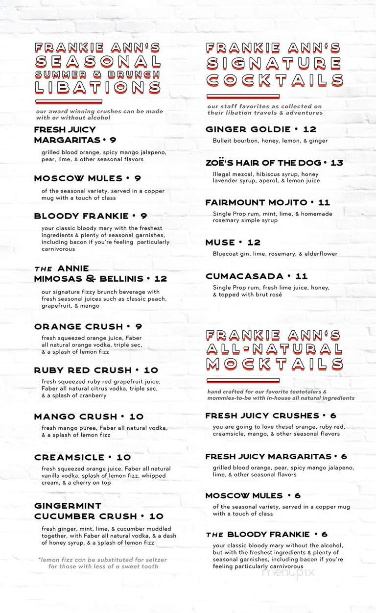 Frankie Ann's - Philadelphia, PA menu_pic
