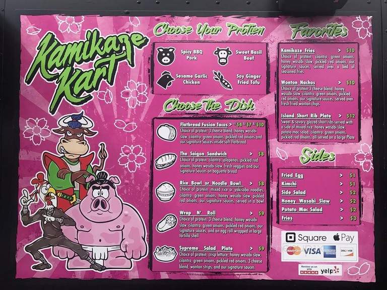 KamiKaze Kart - Eugene, OR menu_pic