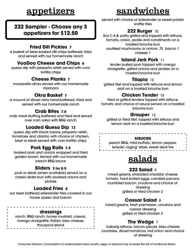 The Grill at 222 - Bremen, GA menu_pic