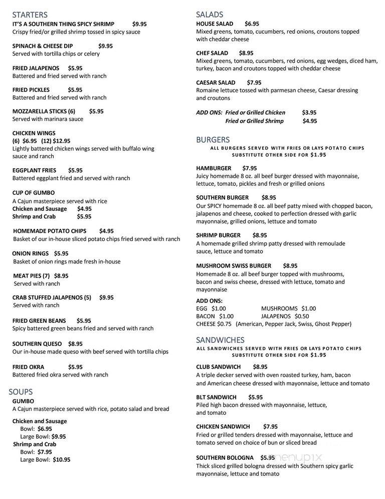 Southern Grill & Bar - Broussard, LA menu_pic