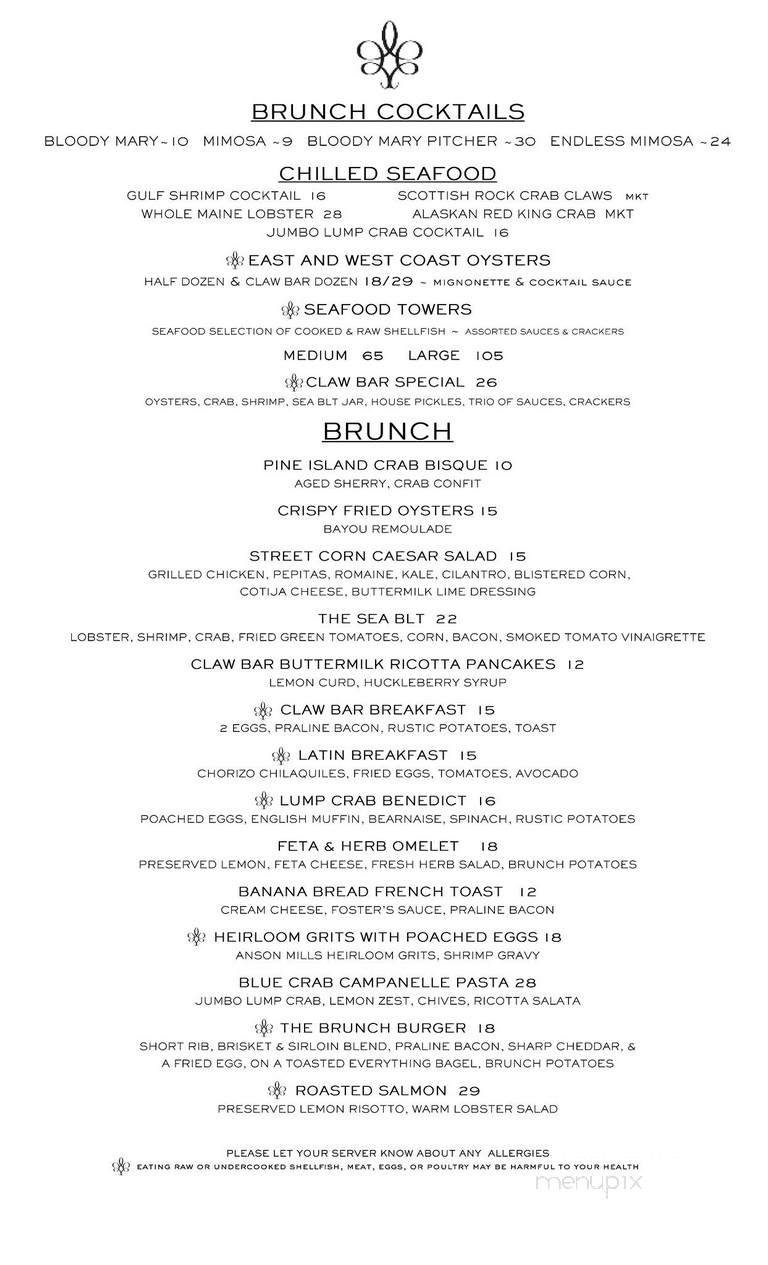 The Claw Bar - Naples, FL menu_pic