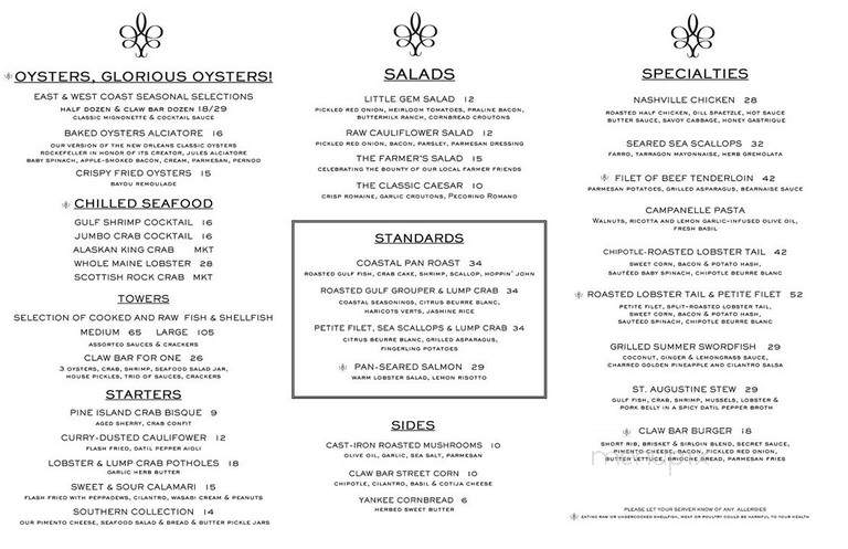 The Claw Bar - Naples, FL menu_pic
