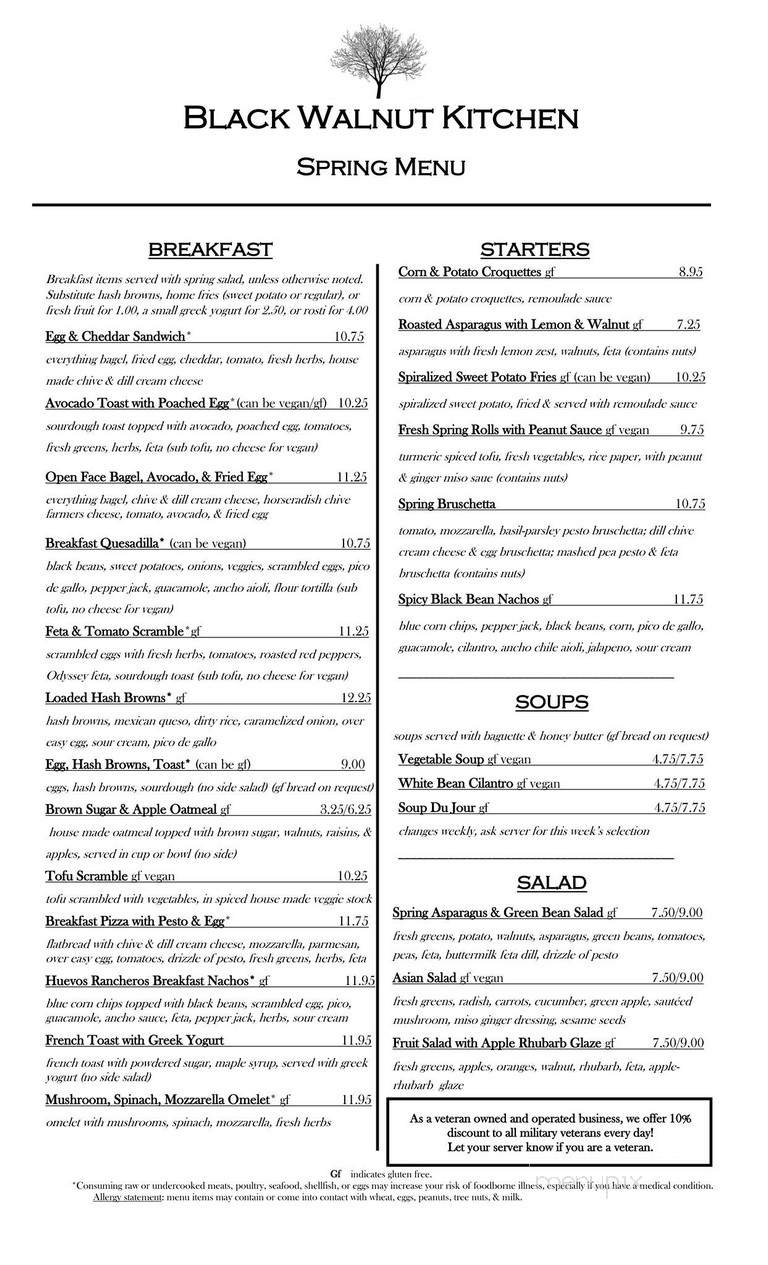 Black Walnut Kitchen - Monroe, WI menu_pic