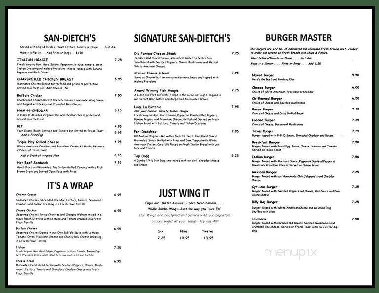Dietch's 1 - Pittsburgh, PA menu_pic