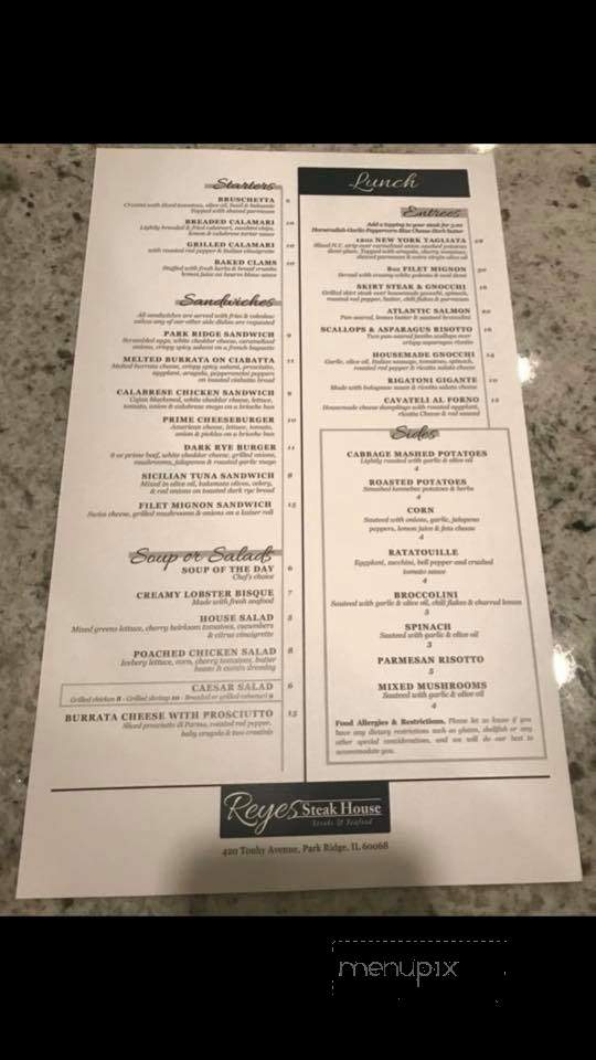 Reyes' Steakhouse - Park Ridge, IL menu_pic