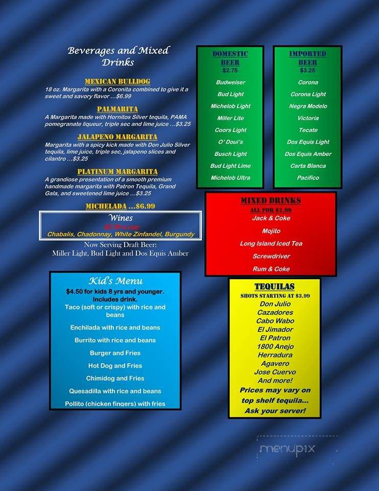 El Mezcal Mexican Restaurant - Owensboro, KY menu_pic