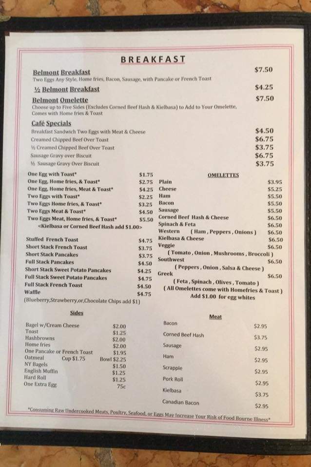 Belmont Cafe - Scranton, PA menu_pic