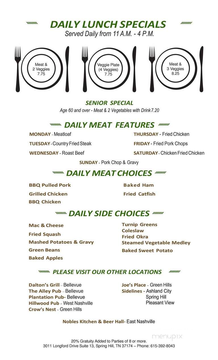 Sideline Grille - Spring Hill, TN menu_pic