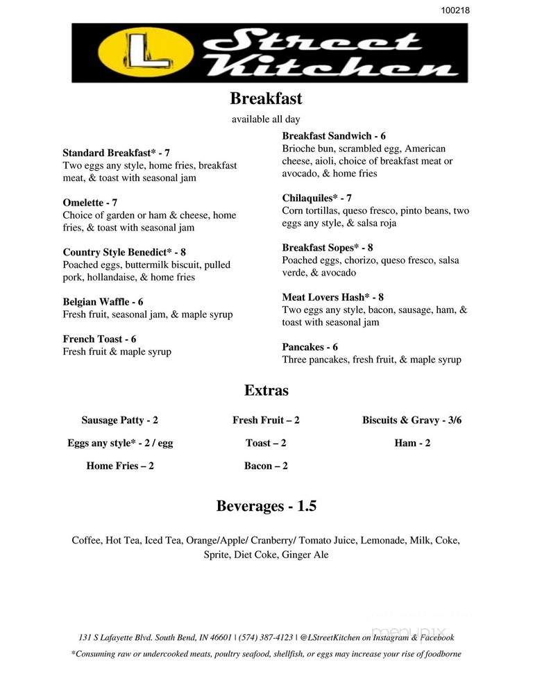 L Street Kitchen - South Bend, IN menu_pic