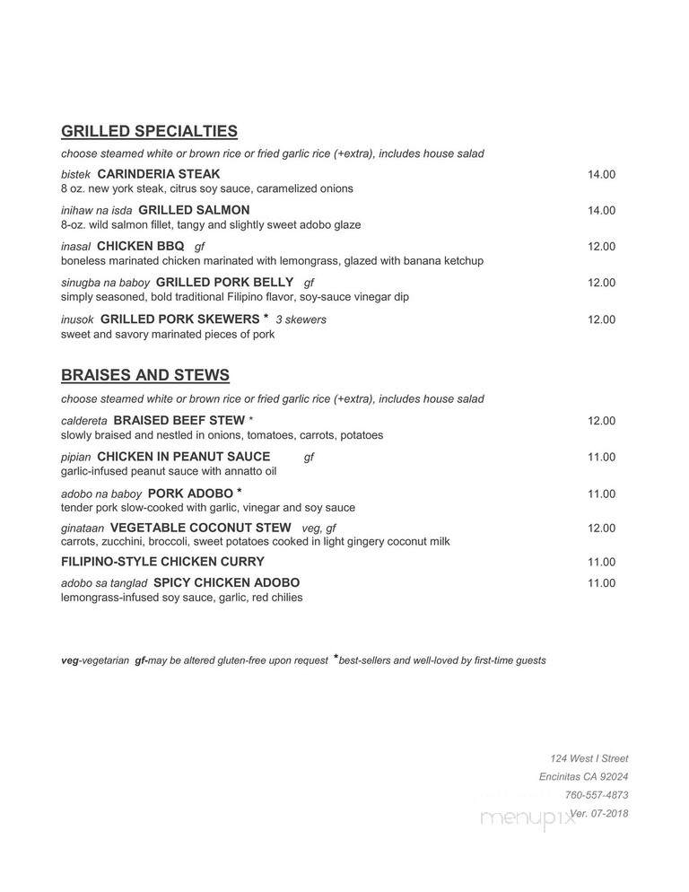 Carin de Ria - Encinitas, CA menu_pic