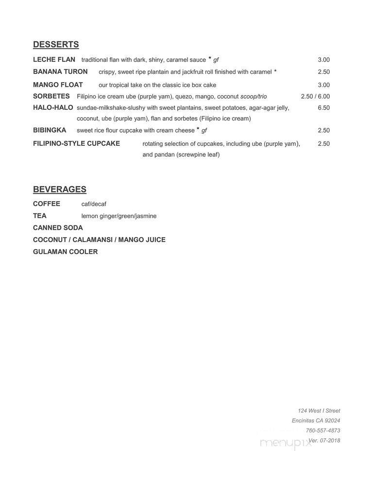 Carin de Ria - Encinitas, CA menu_pic