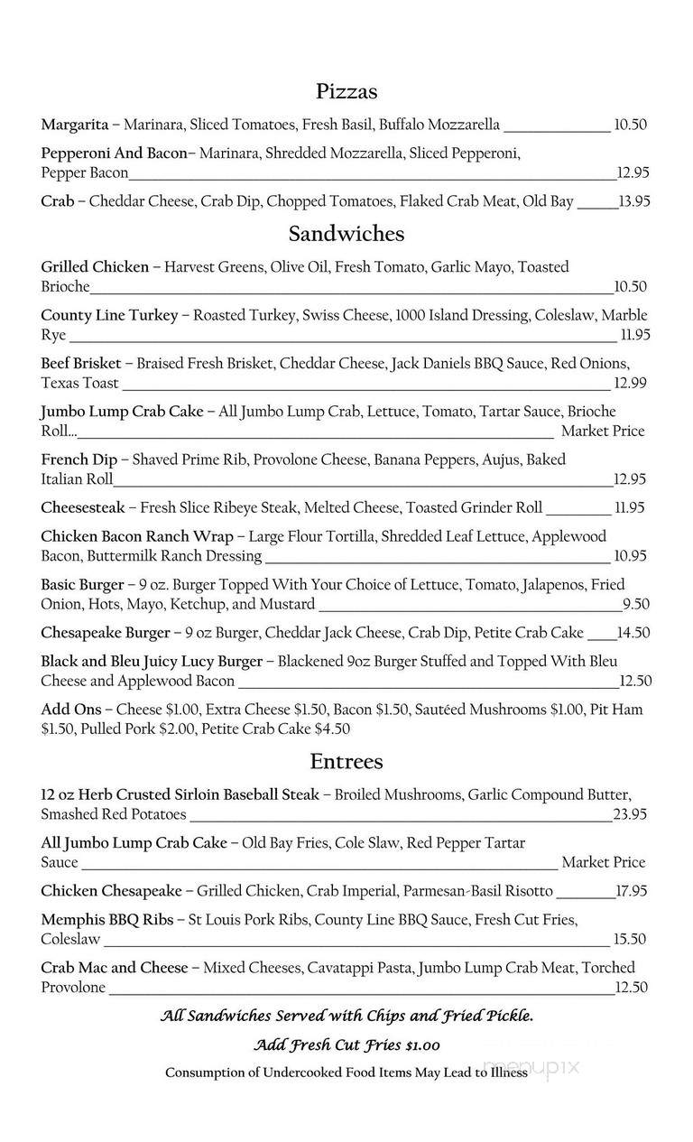 El's County Line Bar & Grill - Kingsville, MD menu_pic
