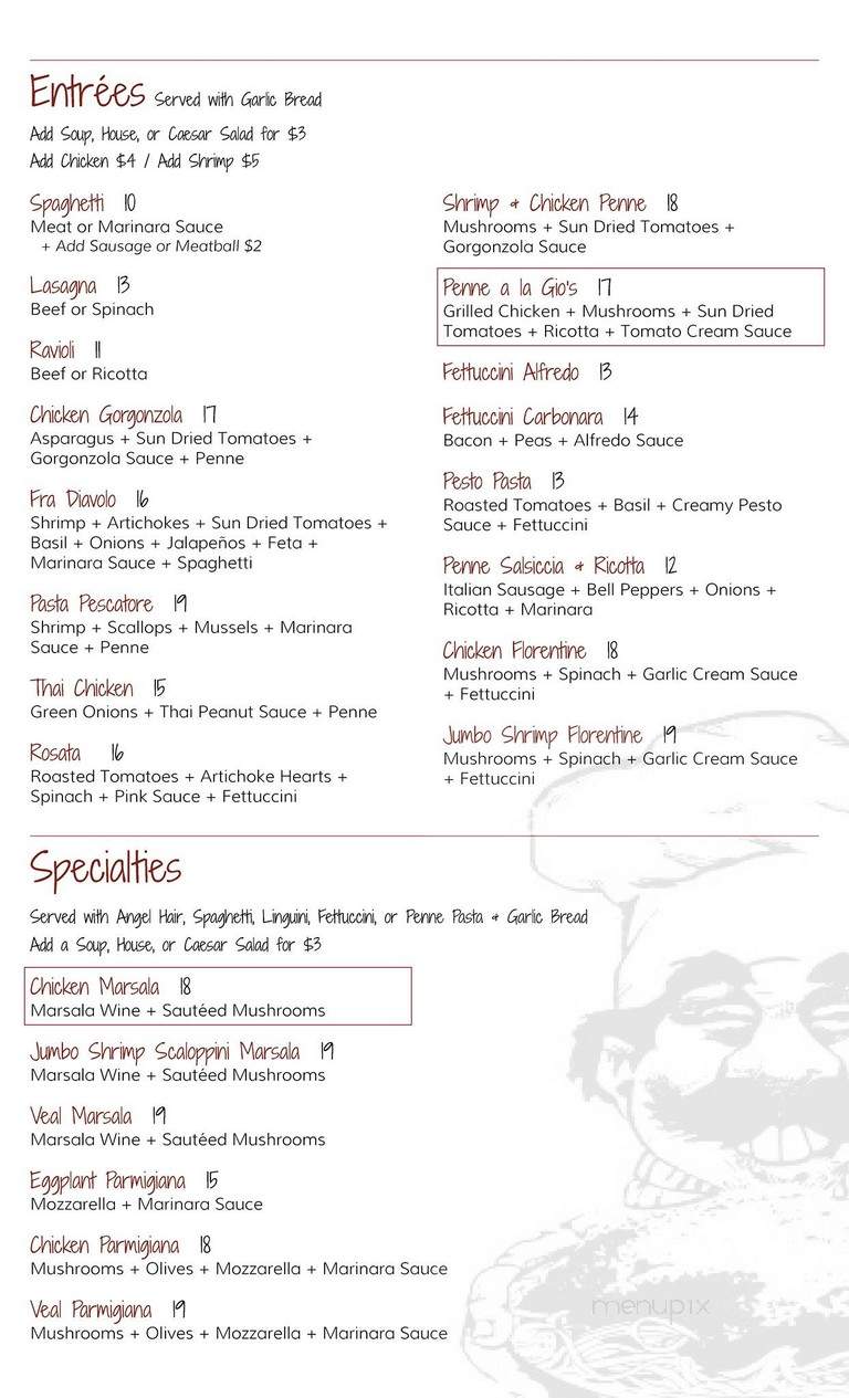 Giovanni's Italian Restaurant - San Diego, CA menu_pic