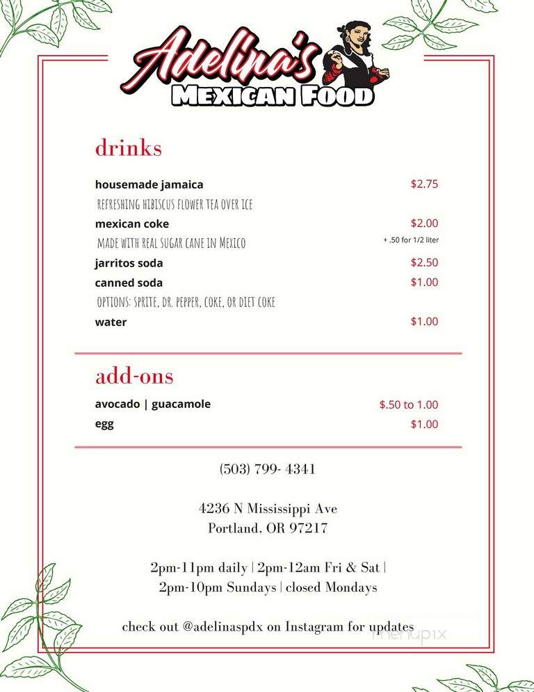 Adelina's - Portland, OR menu_pic