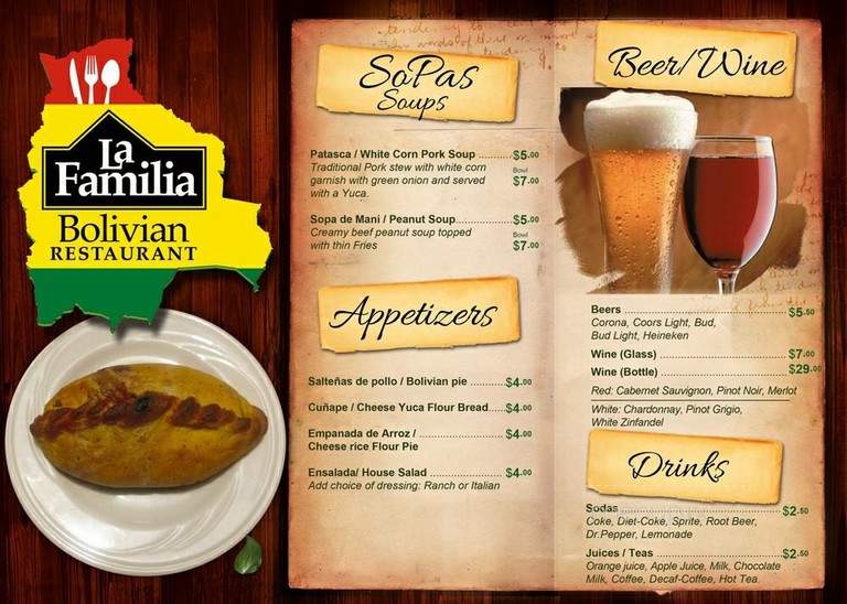 La Familia Bolivian Restaurant - Canton, CT menu_pic