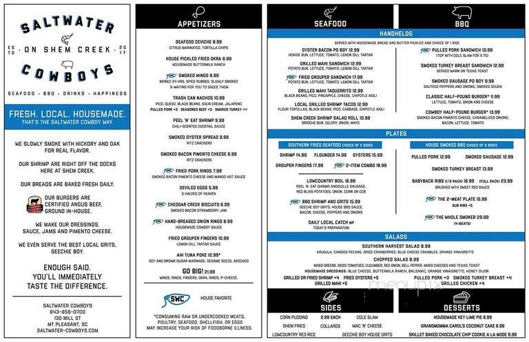 Saltwater Cowboys - Mount Pleasant, SC menu_pic