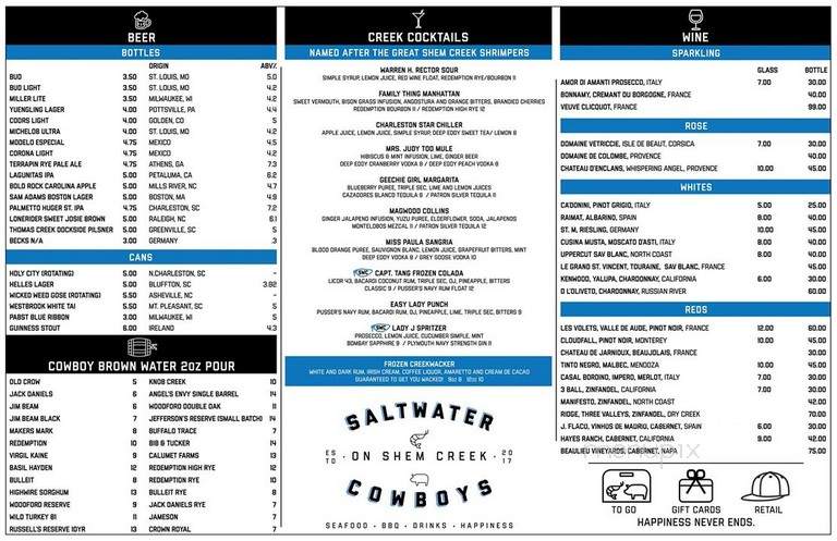 Saltwater Cowboys - Mount Pleasant, SC menu_pic