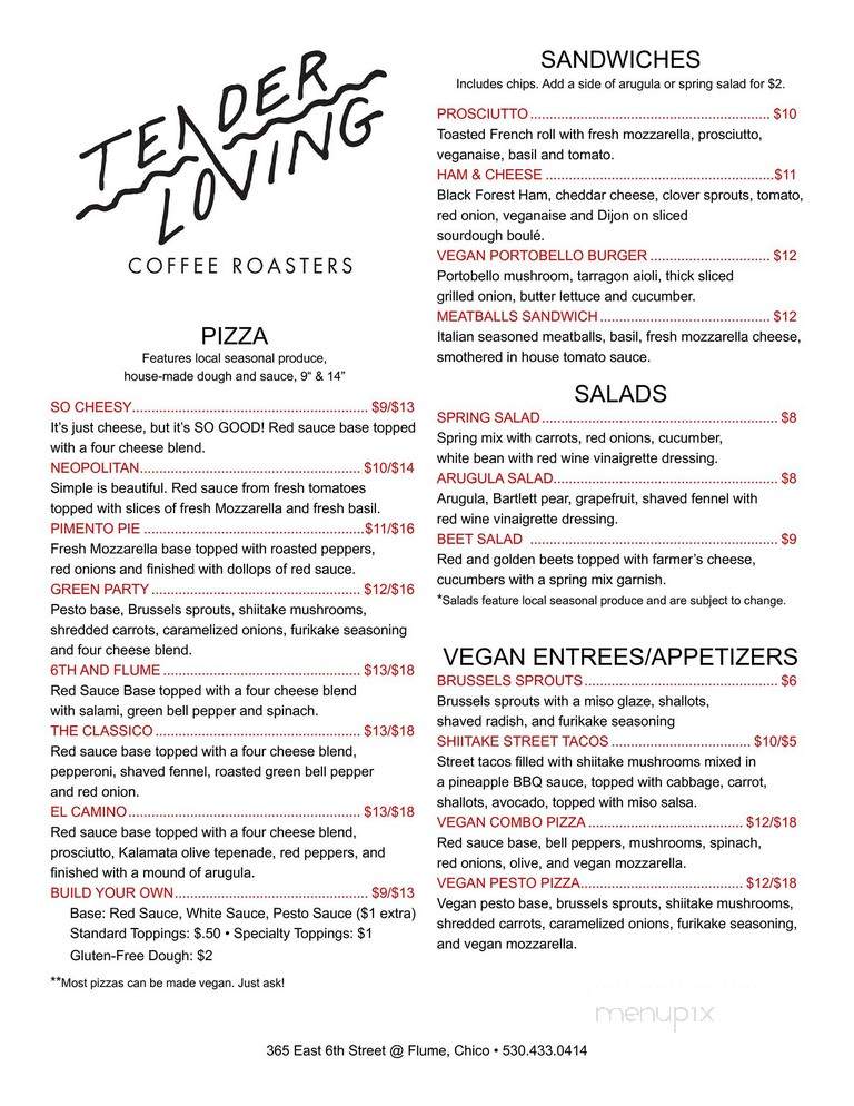 Tender Loving Coffee - Chico, CA menu_pic