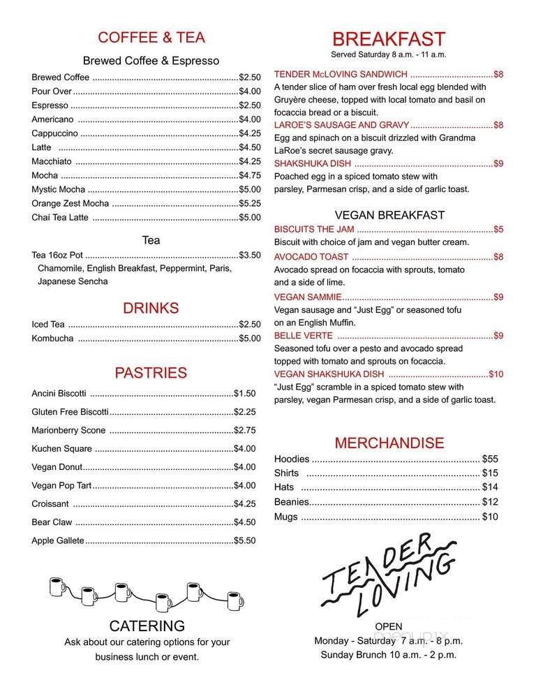 Tender Loving Coffee - Chico, CA menu_pic