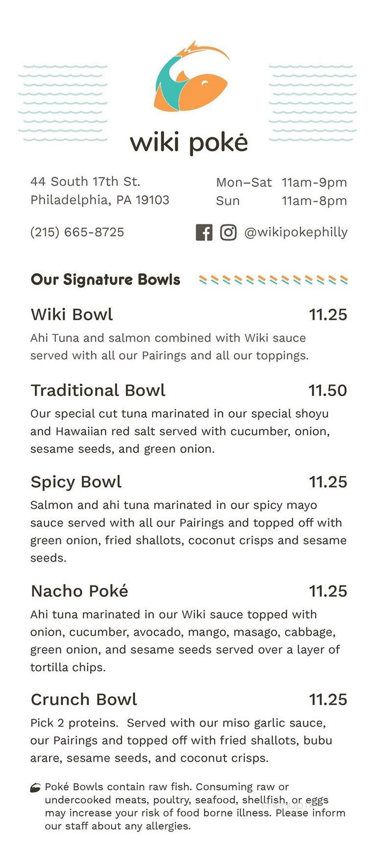 Wiki Pok - Philadelphia, PA menu_pic