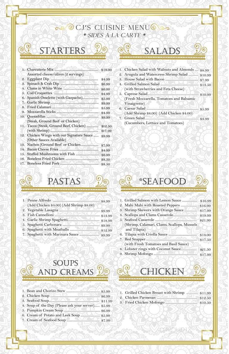 CJ's Cuisine - Emmaus, PA menu_pic