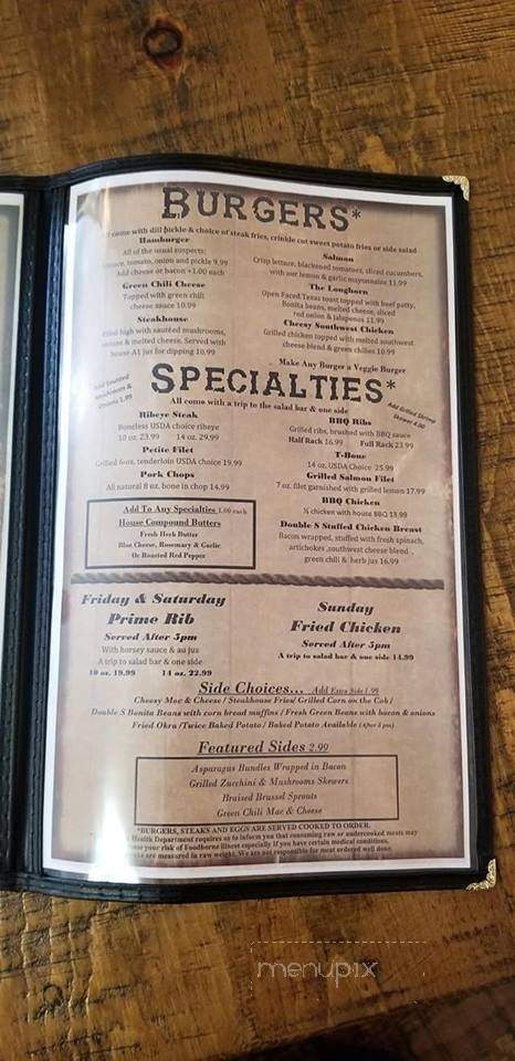 Double S Steakhouse - Willcox, AZ menu_pic