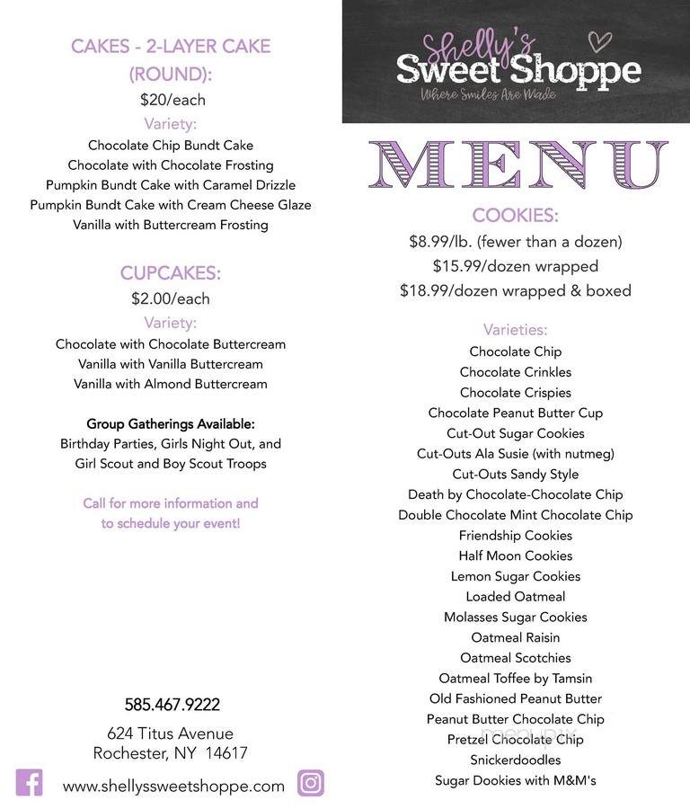 Shelly's Sweet Shoppe - Rochester, NY menu_pic