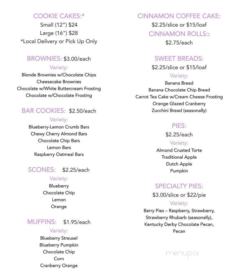 Shelly's Sweet Shoppe - Rochester, NY menu_pic