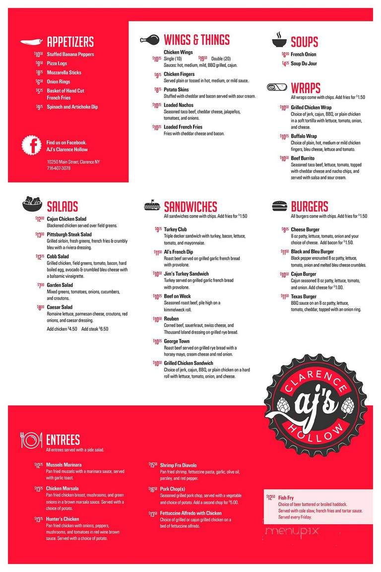 AJ's Clarence Hollow - Clarence, NY menu_pic