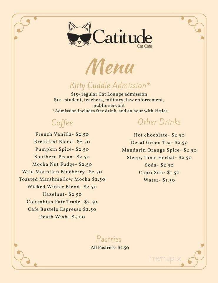 Catitude Cat Cafe - West Columbia, SC menu_pic