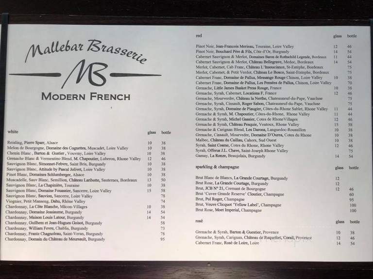 Mallebar A Modern French Brasserie - Plymouth, MA menu_pic