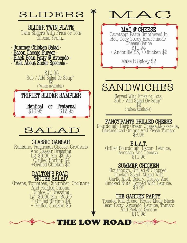 Low Road - Gresham, OR menu_pic