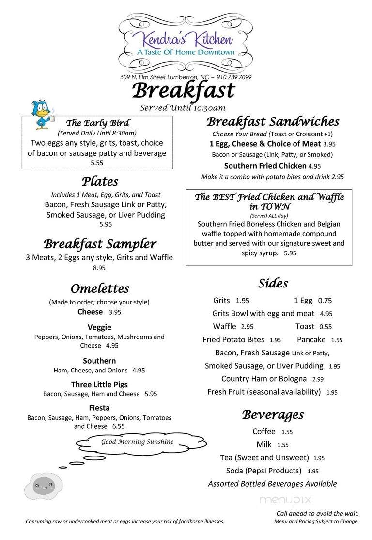 Kendra's Kitchen - Lumberton, NC menu_pic