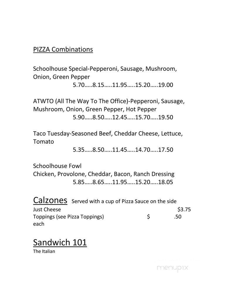 Lloyd's Schoolhouse Pizza - Mount Orab, OH menu_pic