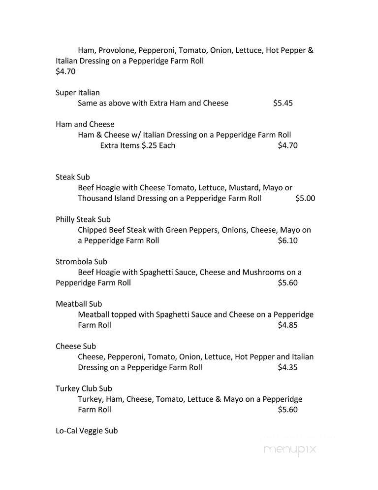 Lloyd's Schoolhouse Pizza - Mount Orab, OH menu_pic
