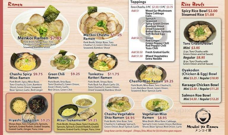 Menkoi Ya Ramen - Claremont, CA menu_pic