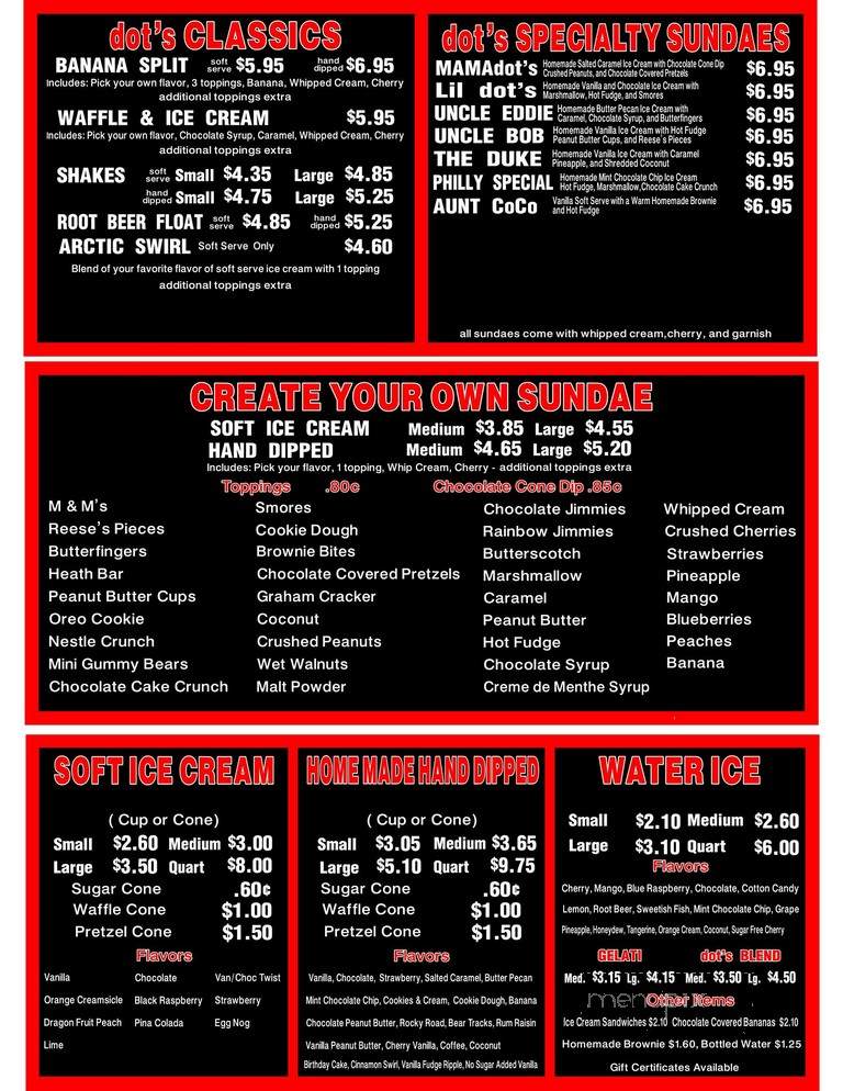Dot's Home Made Ice Cream & Water Ice - Woodbury Heights, NJ menu_pic
