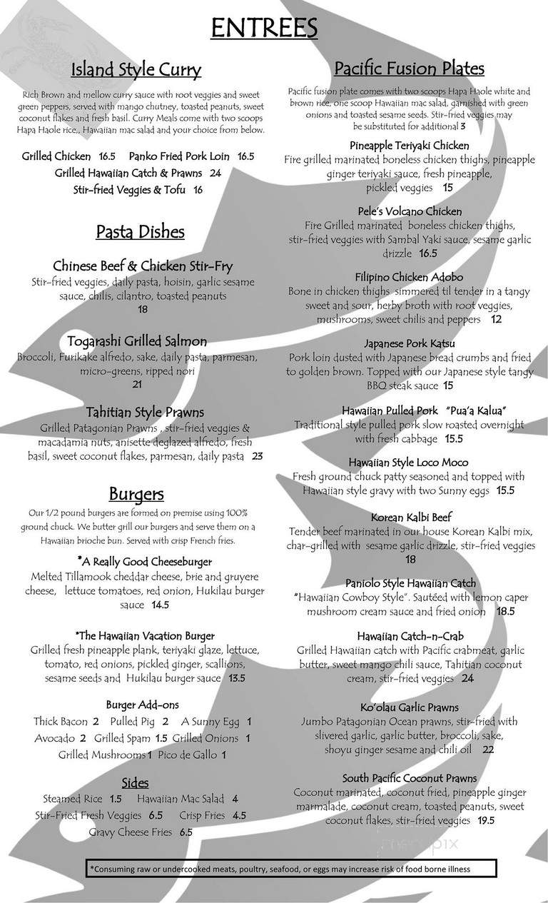 The Hukilau - Florence, OR menu_pic