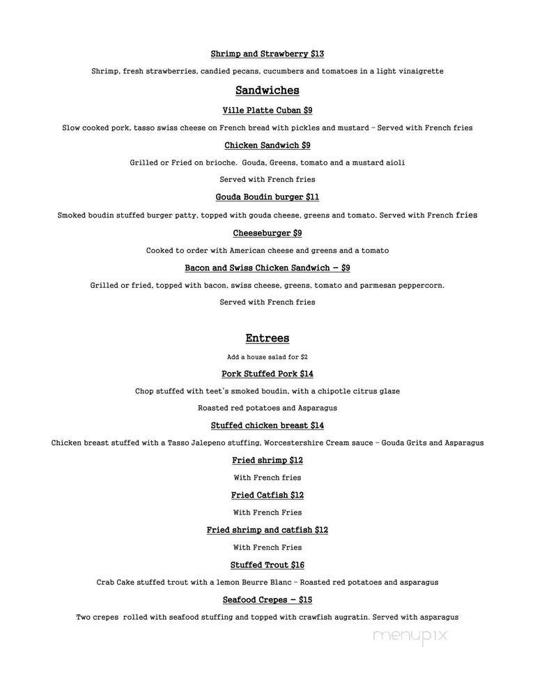 Cafe Evangeline - Ville Platte, LA menu_pic